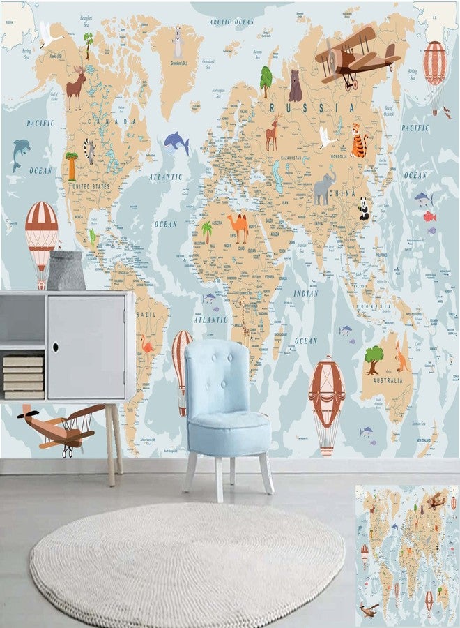 DECOR PRODUCTION Map Theme Self Adhesive Wallpaper Wall Sticker for Home Decor, Living Room, Bedroom, Hall, Kids Room, Play Room (2021-Map-pt01-05-6x8Ft) - Image 1